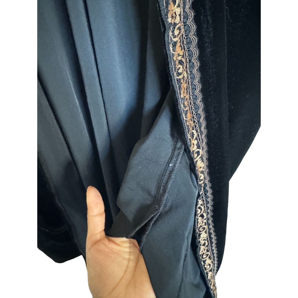 Silverado Black Velvet Kimono Jacket Gold Embroidered Boho Cardigan  L‎ j2 - Picture 6 of 8